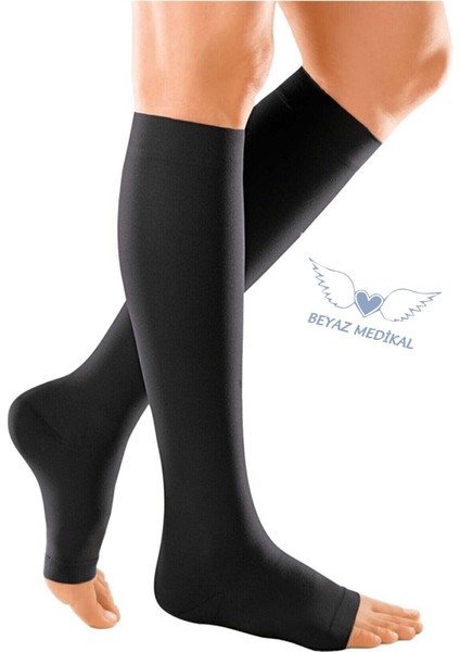 Orta Basınçlı (23 - 32 Mmhg) Diz Altı Varıs Çorabı (Burnu Açık)
