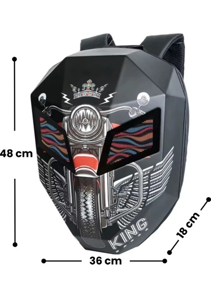 Road King LED Gözlü Motor Sırt Çantası, Sırt Çantası, Telefon Kontrol Kask Taşıma Çantası, LED Çanta