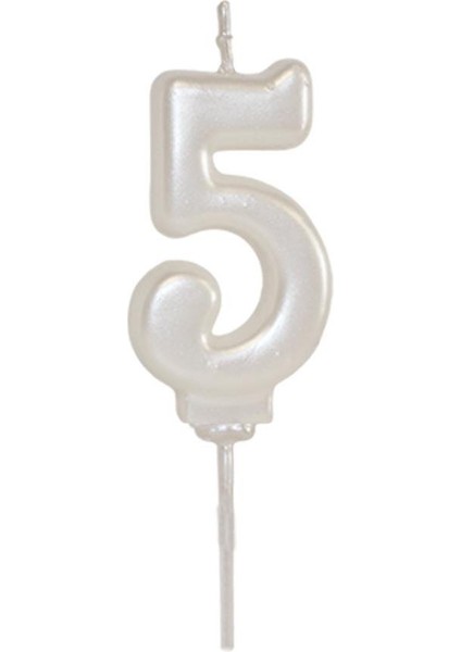 5 Yaş Inci Beyaz Rakam Mum