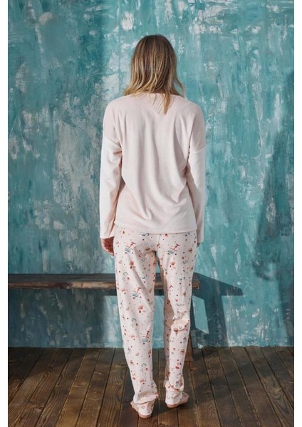 Ultra Soft Yumuşak Dokulu Uzun Kollu Kadife Kadın Pijama Takımı