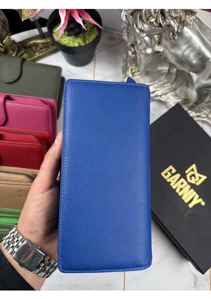 Deri Kadın Kartlıklı Kağıt & Bozuk Para Bölmeli Çok Gözlü Şık Mavi Kartlık Cüzdan 38724 fırsatları
