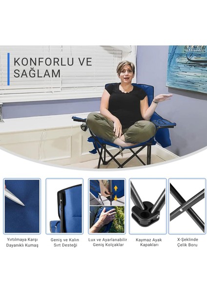 King Camp Kingcamp Lotus Xl Cool Ice Ultra Konforlu & Takviyeli Kamp Sandalyesi Black