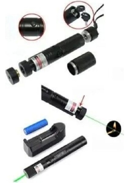 Şarjlı Turbo Yeşil Lazer Pointer Kibrit Yakabilen 15000 Mv Güç 5000mw