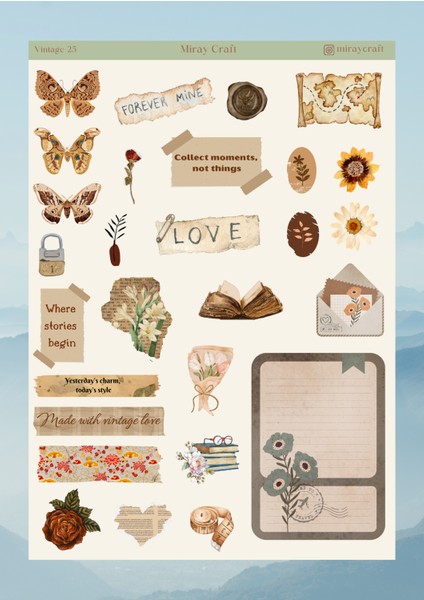 Vintage Temalı 12*17 cm Sticker / Scrapbook, Bullet Journal, Planlayıcı, Ajanda Için fiyatları