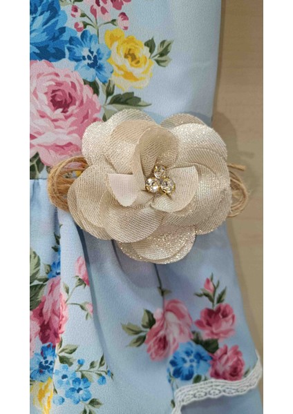 Kız Çocuk Ciçekli Kat Kat Mavi Şifon Elbise fırsatları