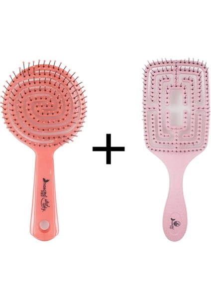 Pro Üç Boyutlu Oval Saç Fırçası 02 - Pro Vegan Açma Fırçası 09 Pembe