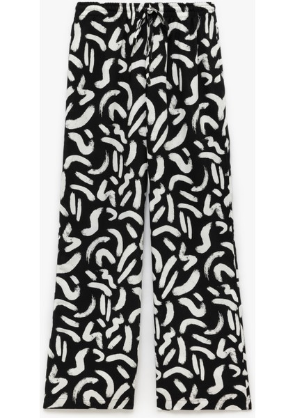 Beli Bağcıklı Düz Paça Viskon Yazlık Pantolon modelleri