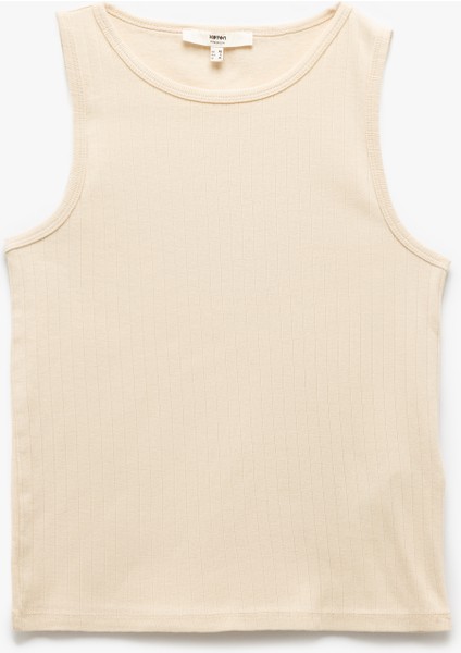 Slim Fit Kolsuz Bisiklet Yaka Pamuklu Ribanalı Atlet