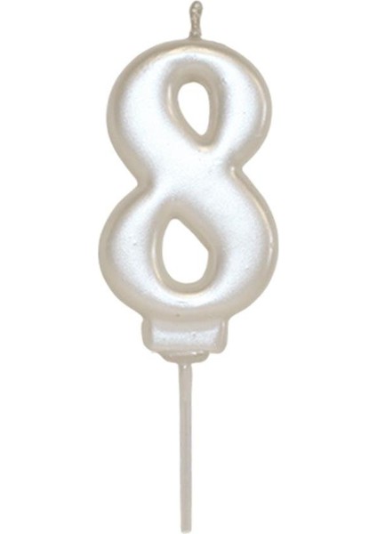 8 Yaş Inci Beyaz Rakam Mum