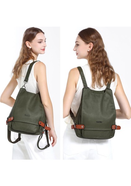 Yıkama Deri Hem Sırt Hem Omuz Kadın Çantası 21K Barcelona 1606 indirimleri