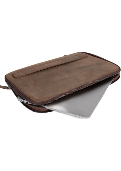 Hakiki Crazy Deri Macbook Air Pro 13 & 13.3 Inç Laptop Kahverengi fırsatları
