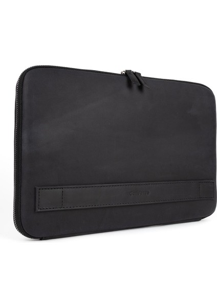 Hakiki Crazy Deri Macbook Air Pro 13 & 13.3 Inç Laptop Siyah