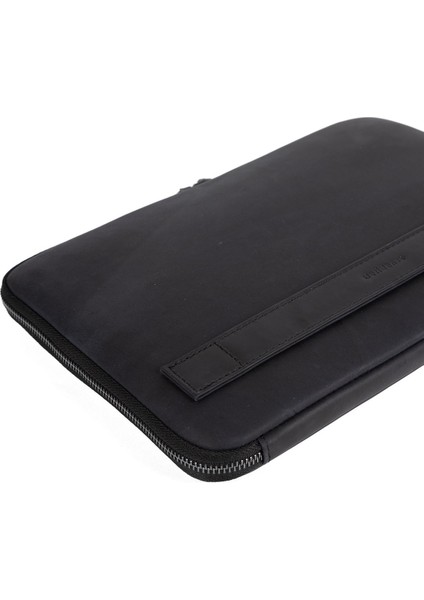 Hakiki Crazy Deri Macbook Air Pro 13 & 13.3 Inç Laptop Siyah