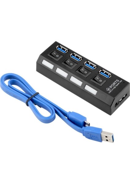 4 Port Düğmeli USB 3.0 Çoklayıcı Hub