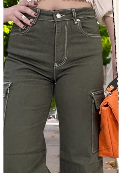 Relaxed Cep Detay Geniş Paça Kadın Kargo Pantolon10 modelleri