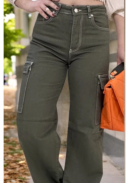 Relaxed Cep Detay Geniş Paça Kadın Kargo Pantolon10 indirimleri