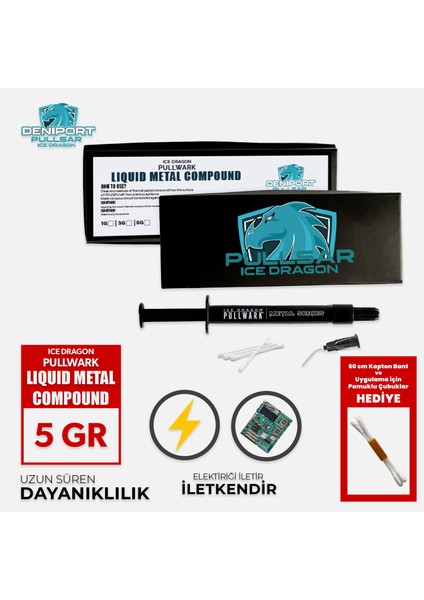 Icedragon® Pullwark™ Metal Series™ 128W/M-K Sıvı Soğutma/Likit Metal/Sıvı Metal
