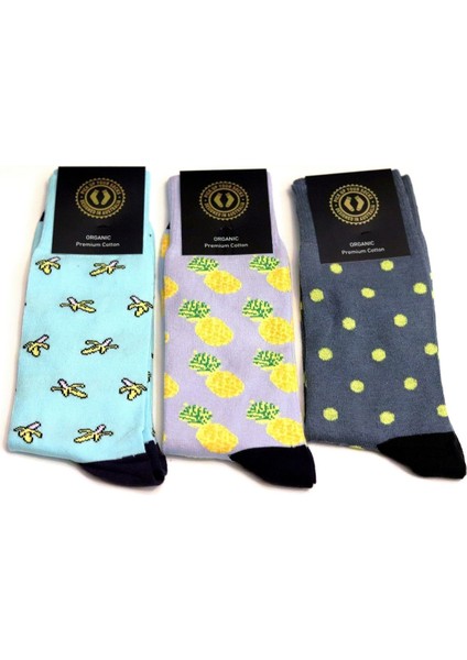Pick Up Your Socks Organik, Pamuklu, Dikişsiz, Özel Tasarım Erkek Çorap. 41-46 Beden. 3 Adet