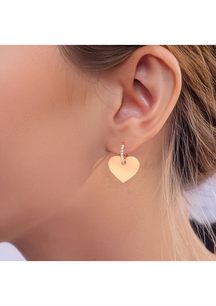 Sade Kalpli Plaka Rose Gümüş Küpe fiyatları