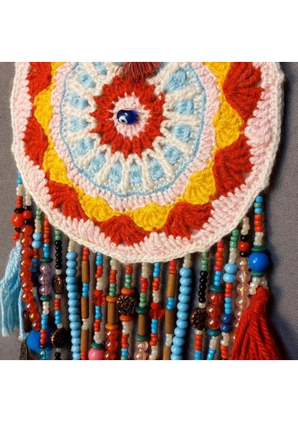 5056 El Yapımı Otantik Nazar Boncuklu Duvar Süsü - Mandala fiyatları