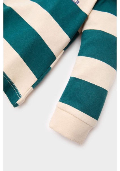 Erkek Bebek Gömlek Yaka Çizgili Baskılı İçi Yumuşak Tüylü Sweatshirt E3833A525SP