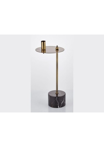Evza Mermer Disk Asimetrik Mumluk Siyah Bronz 9*15*36 cm