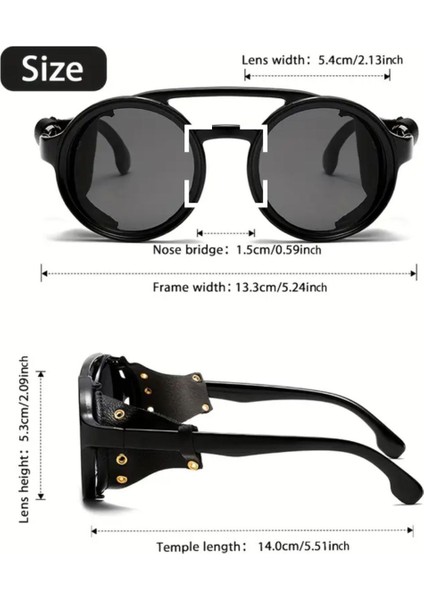 Steampunk Vintage Yuvarlak Unisex Güneş Gözlüğü fiyatları