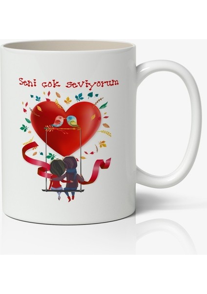 Sevgiliye Özel Seni Çok Seviyorum Baskılı Kupa Bardak Kahve Kupa Bardak