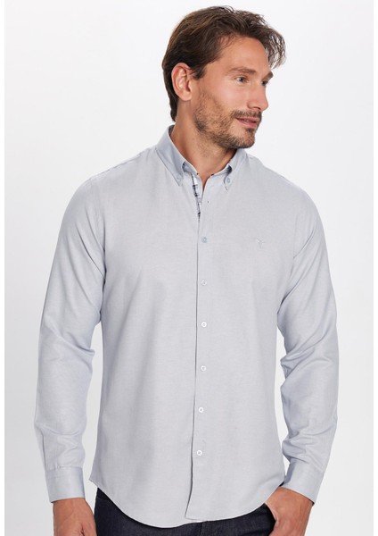 Slim Fit Dar Kesim Uzun Kol Poplin Oxford
