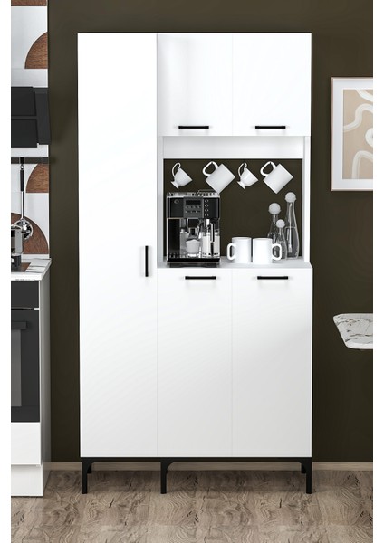 Hola çok amaçlı boy dolaplı kahve köşesi, kiler dolabı, mutfak erzak dolabı, mini mutfak dolabı