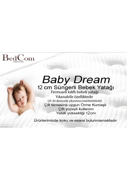 Nano Bebek Yatağı 60 x 120 Kılıflı 12 cm Sünger Yatak Park Yatak Oyun Parkı fırsatları