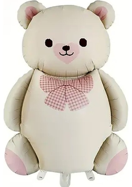 Ayıcık Teddy Folyo Balon Pembe Papyonlu