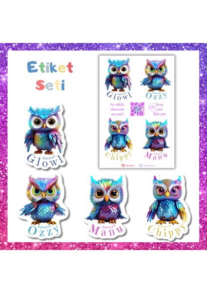 9 Renk El Yapımı Pastel Renk Simli Suluboya Seti, 6'li Boyama Kağıtları, Sticker Seti, Poster, Fırça