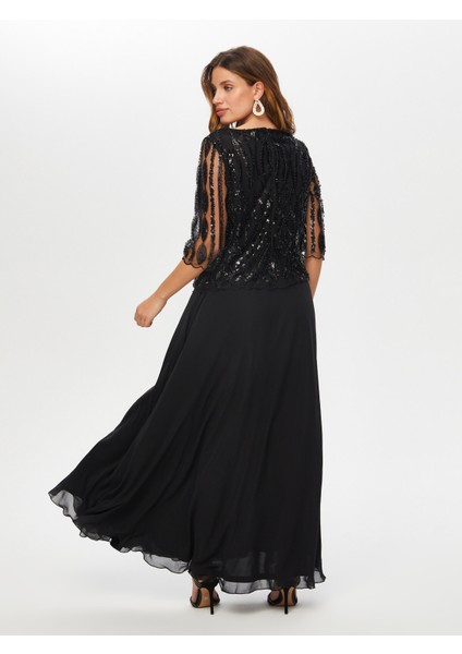 Payet ve Boncuk Detaylı Uzun Abiye Elbise S25ABY001 fırsatları