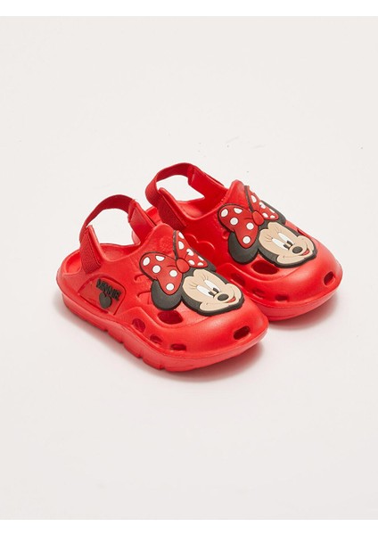 Minnie Mouse Lisanslı 3D Patch Detaylı Lastikli Kız Bebek Sandalet