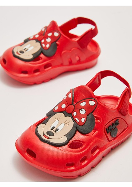 Minnie Mouse Lisanslı 3D Patch Detaylı Lastikli Kız Bebek Sandalet
