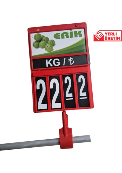 5 Adet Mandallı Manav Etiketi Kırmızı