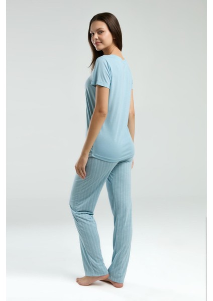 Viskon Süprem Dokuma Yazlık Pijama Takım, Cep Detaylıdır