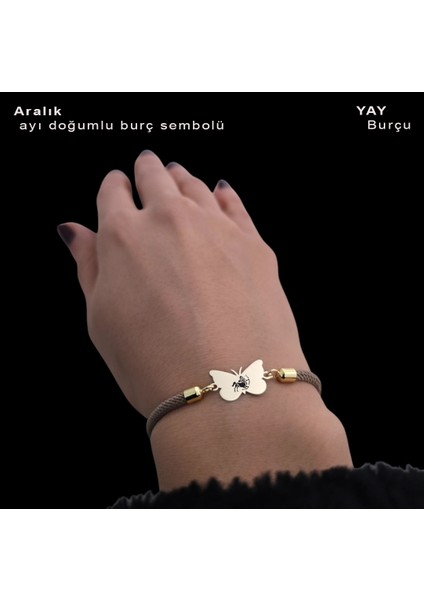 Kelebek Figürlü 14 Ayar Altın Plakalı Özel Burçlar Sembollü Desenli Bileklik fiyatları