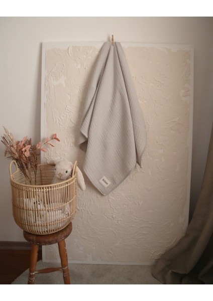 libaBABY Müslin Bej - Oeko-Tex Sertifikalı Pamuk 4 Katlı Kenar Nakışlı 105 x 105 cm Müslin Battaniye & Örtü fiyatları