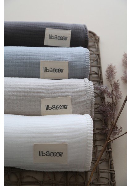 libaBABY Müslin Bej - Oeko-Tex Sertifikalı Pamuk 4 Katlı Kenar Nakışlı 105 x 105 cm Müslin Battaniye & Örtü modelleri