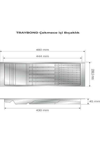 Mutfak Çekmece Içi Beyaz Modüler Bıçaklık 20,5cm x 48CM (Boydan 4cm Kesilebilir) indirimleri