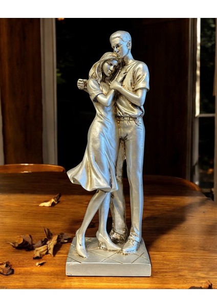 Sarılan Çift Gümüş Biblo