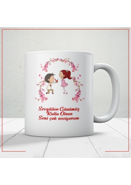 Sevgililer Günümüz Kutlu Olsun Baskılı Kupa Bardak