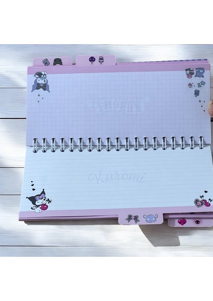 Kuromi Sekmeli Spiral Not Defteri - Kareli, Çizgili, Noktalı Defter ve Düz Sayfa Düzeni ile Çok Amaçlı Planlayıcı