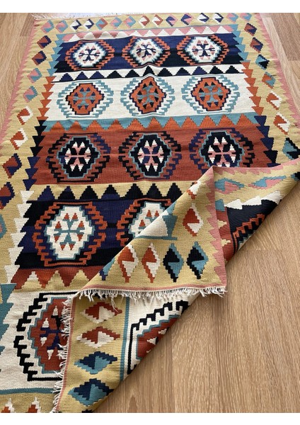 162 x 100 cm El Dokuma Kilim, Canlı Renkli Yün Kilim, Harika Canlı Renkli Kilim, Vintage Severler Için Şık Kilim fiyatları