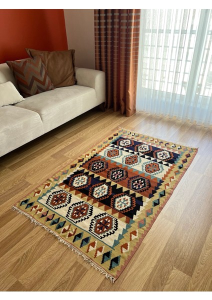 162 x 100 cm El Dokuma Kilim, Canlı Renkli Yün Kilim, Harika Canlı Renkli Kilim, Vintage Severler Için Şık Kilim modelleri