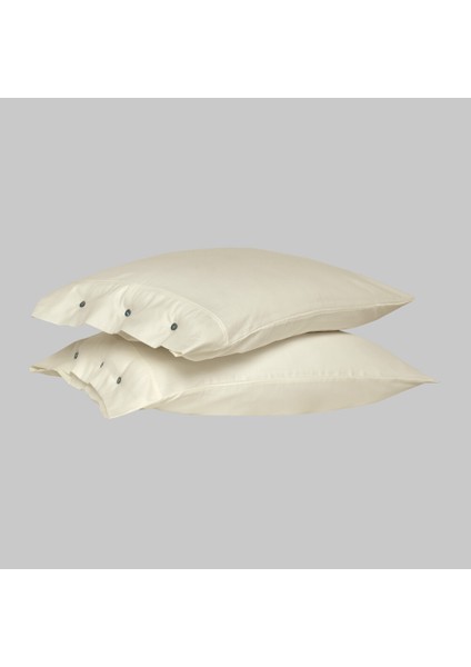 Monochrome %100 Pamuk Saten Yastık Kılıfı-Cream