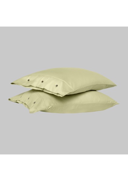 Monochrome %100 Pamuk Saten Yastık Kılıfı-Lemon Cream