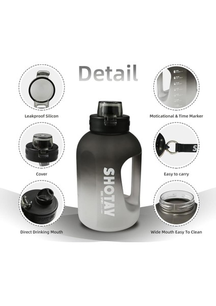 Colorful Su Matarası Tritan Siyah 1500ML